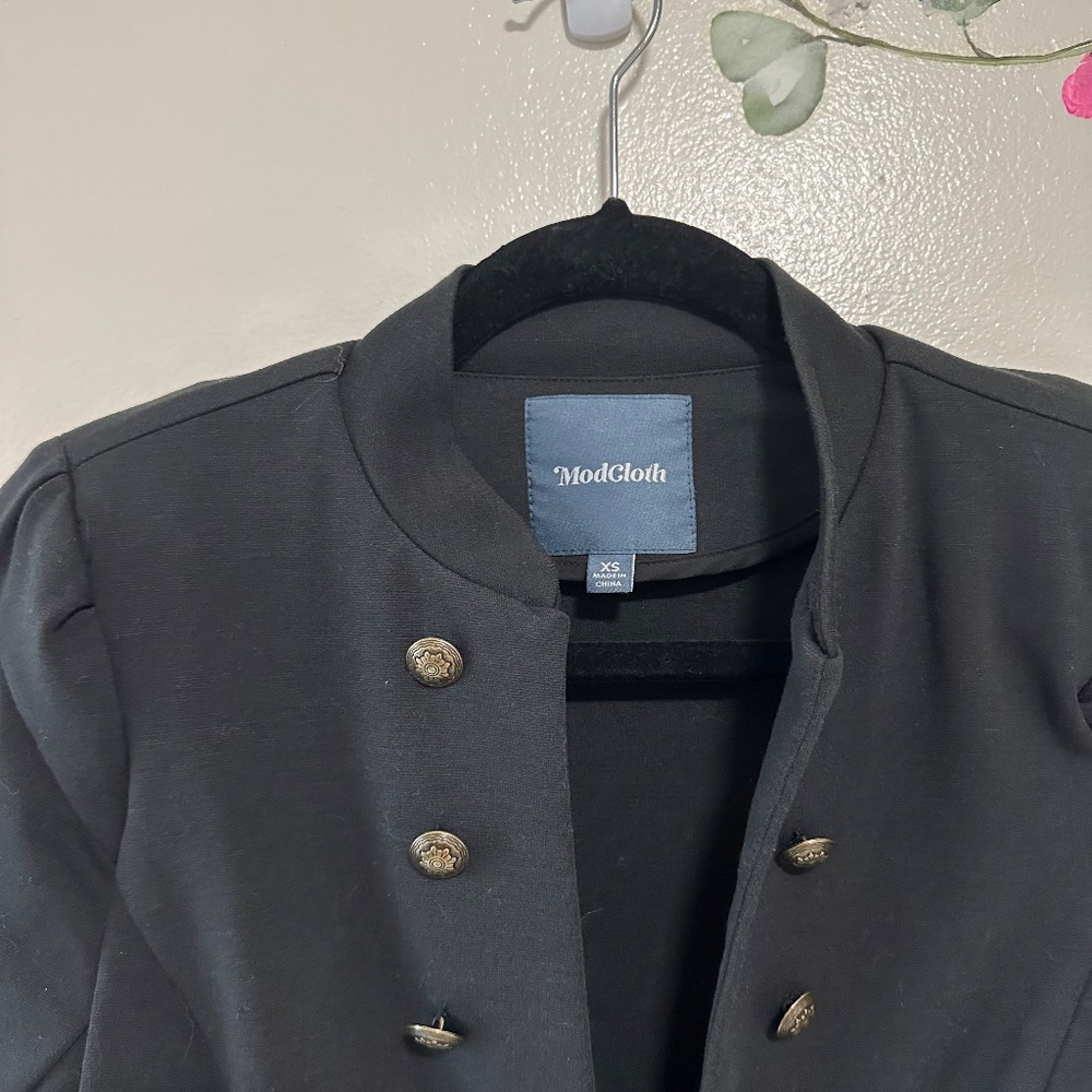 Modcloth Glam Believer Knit Military Button Front Blazer, Black, Size XS - Picture 6 of 12